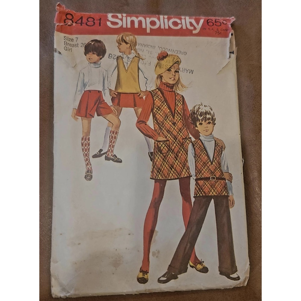 1960s Simplicity 8481 UNCUT Vintage Sewing Pattern Girls Jumper, Tunic Top Sz 7